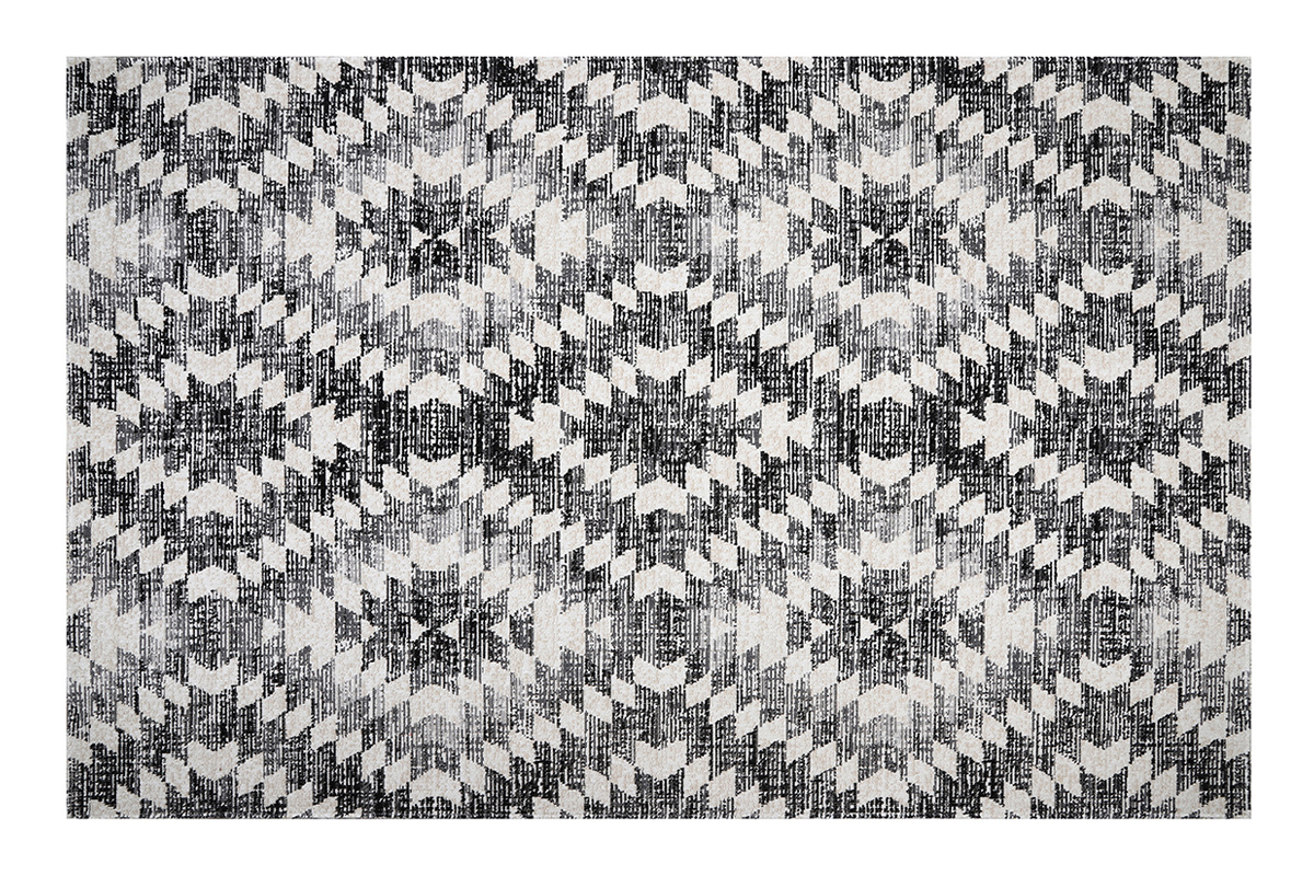 Alfombra tnica con diseo de rombos gris y negro en el interior y el exterior 150נ220cm PIXO