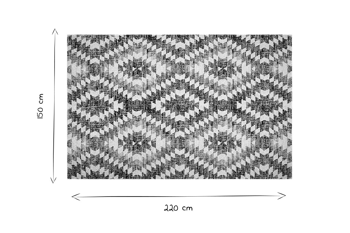 Alfombra tnica con diseo de rombos gris y negro en el interior y el exterior 150נ220cm PIXO