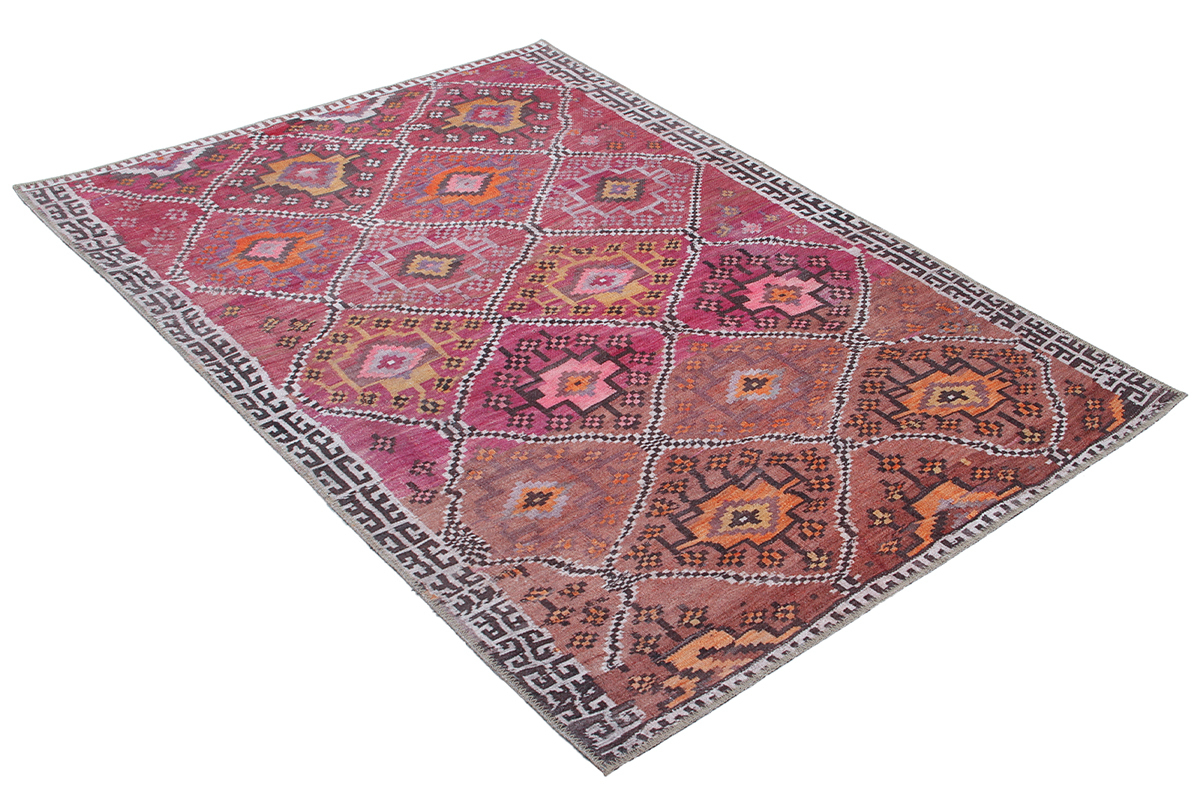Alfombra tnica rosa con estampado 160 x 230 cm ALEV