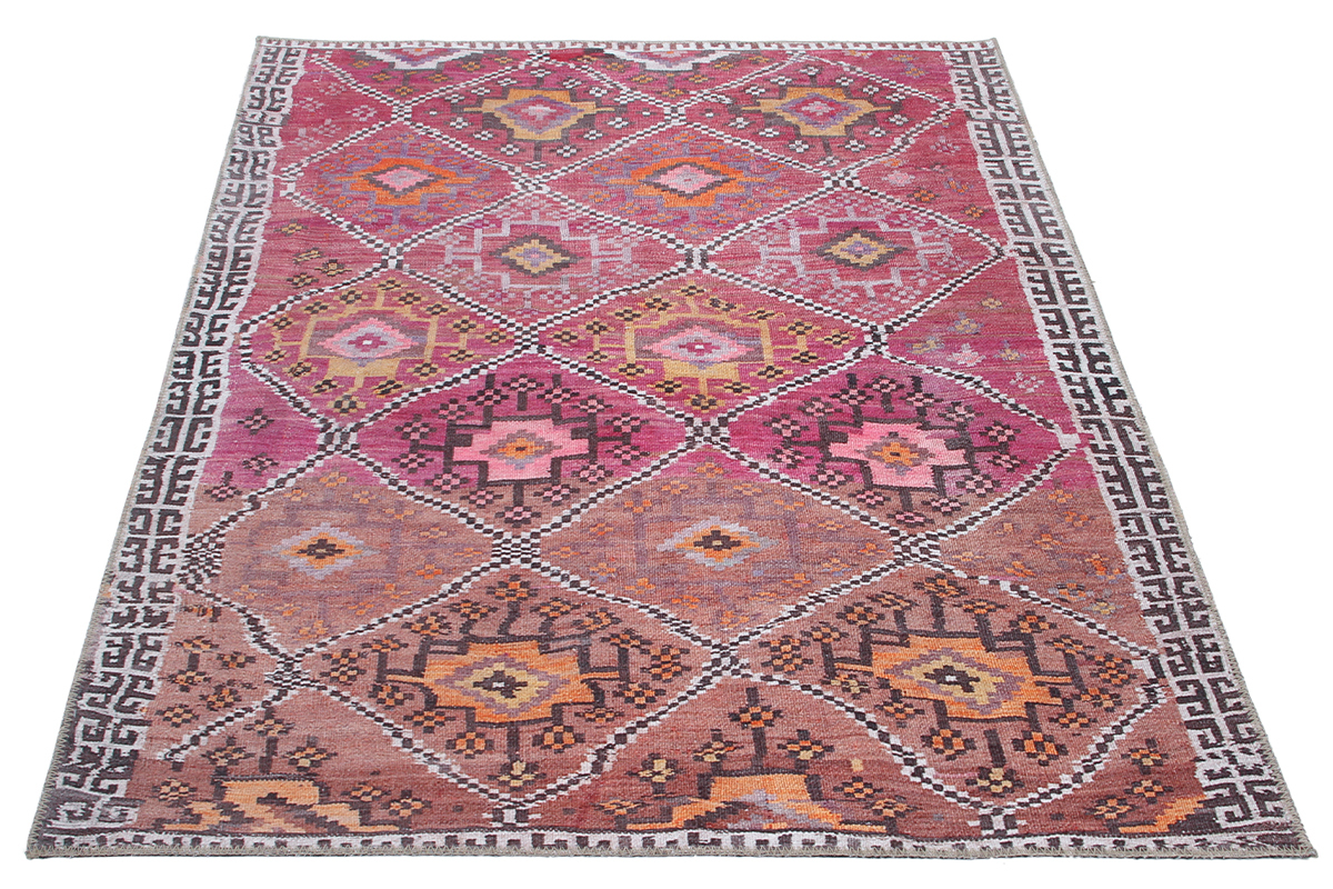 Alfombra tnica rosa con estampado 160 x 230 cm ALEV