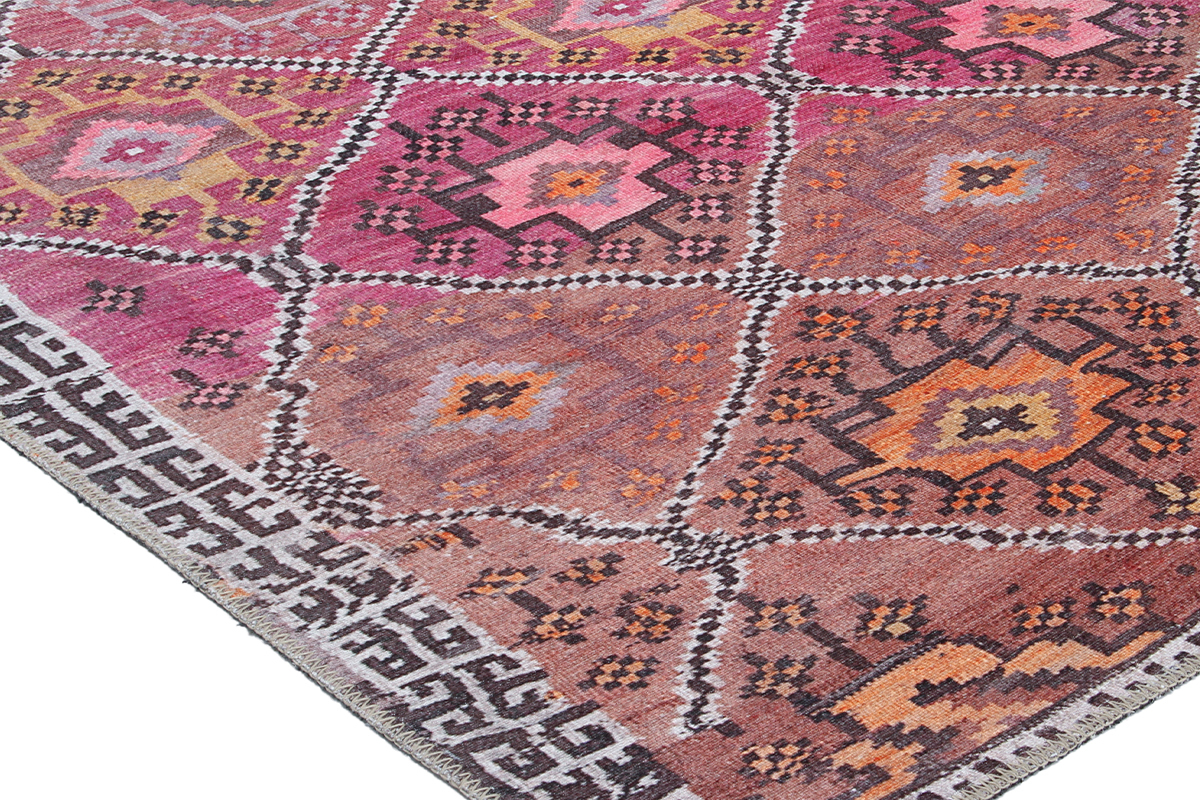 Alfombra tnica rosa con estampado 160 x 230 cm ALEV