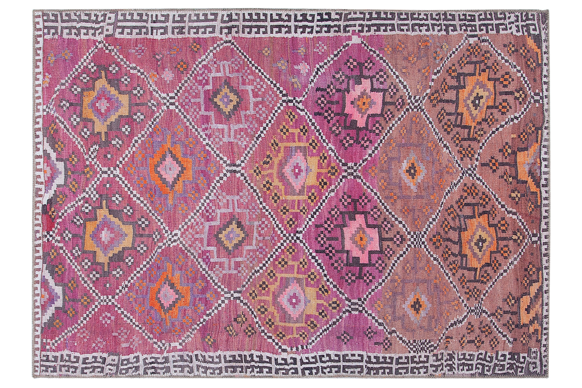 Alfombra tnica rosa con estampado 160 x 230 cm ALEV
