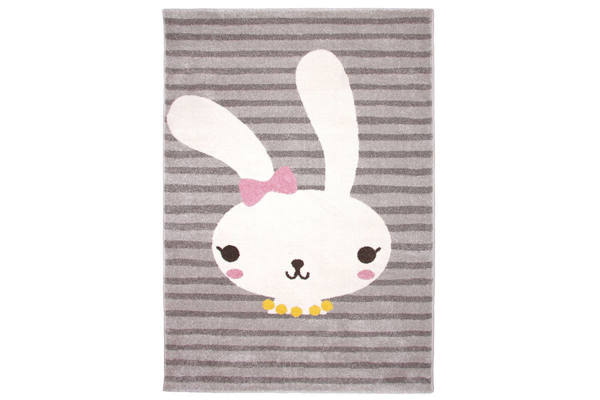 Alfombra gris infantil con dibujo de conejo 120x170 cm BONNIE