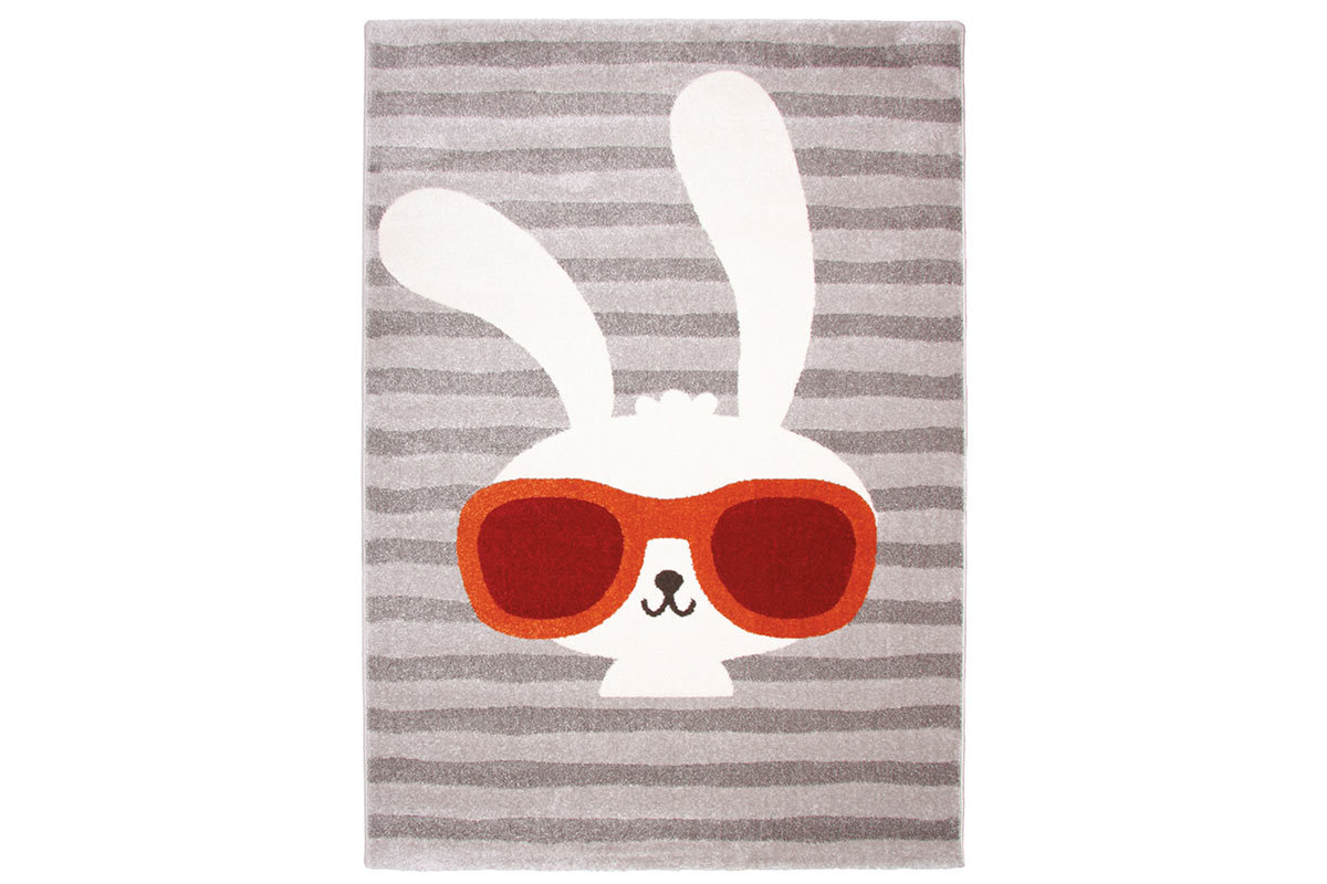 Alfombra gris infantil con motivo conejo 120x170 cm CLYDE