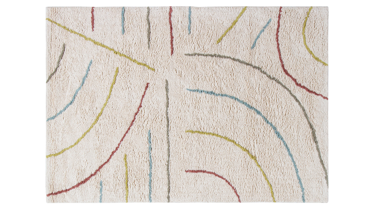Alfombra infantil beige con curvas multicolor 100 x 150 cm PEPA