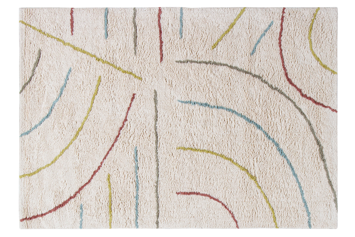 Alfombra infantil beige con curvas multicolor 100 x 150 cm PEPA