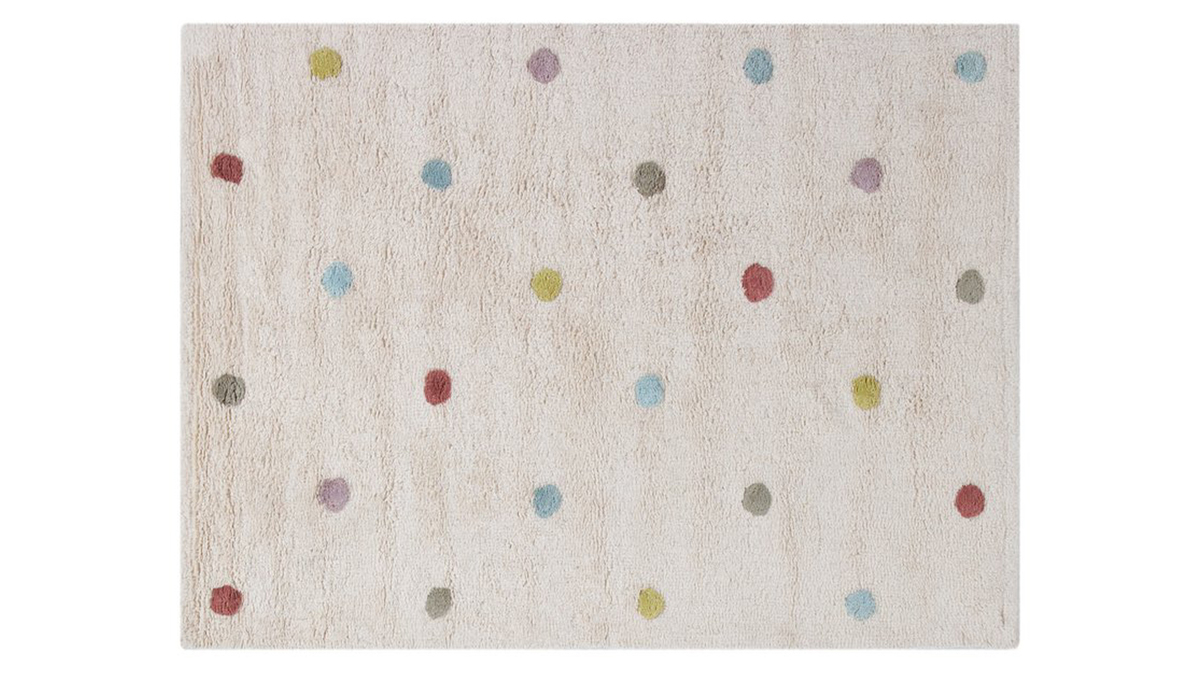 Alfombra infantil de algodón beige con lunares multicolores 100 x 150 cm  DADA - Miliboo