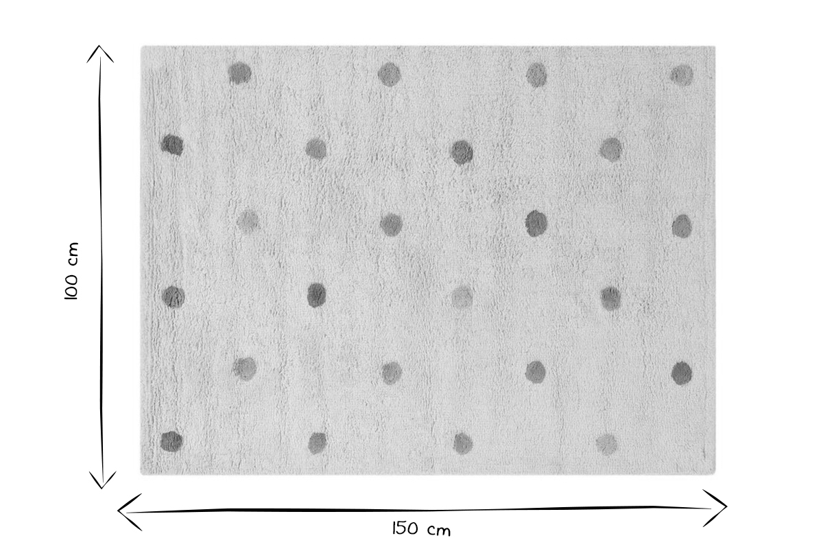 Alfombra infantil de algodón beige con lunares multicolores 100 x 150 cm DADA