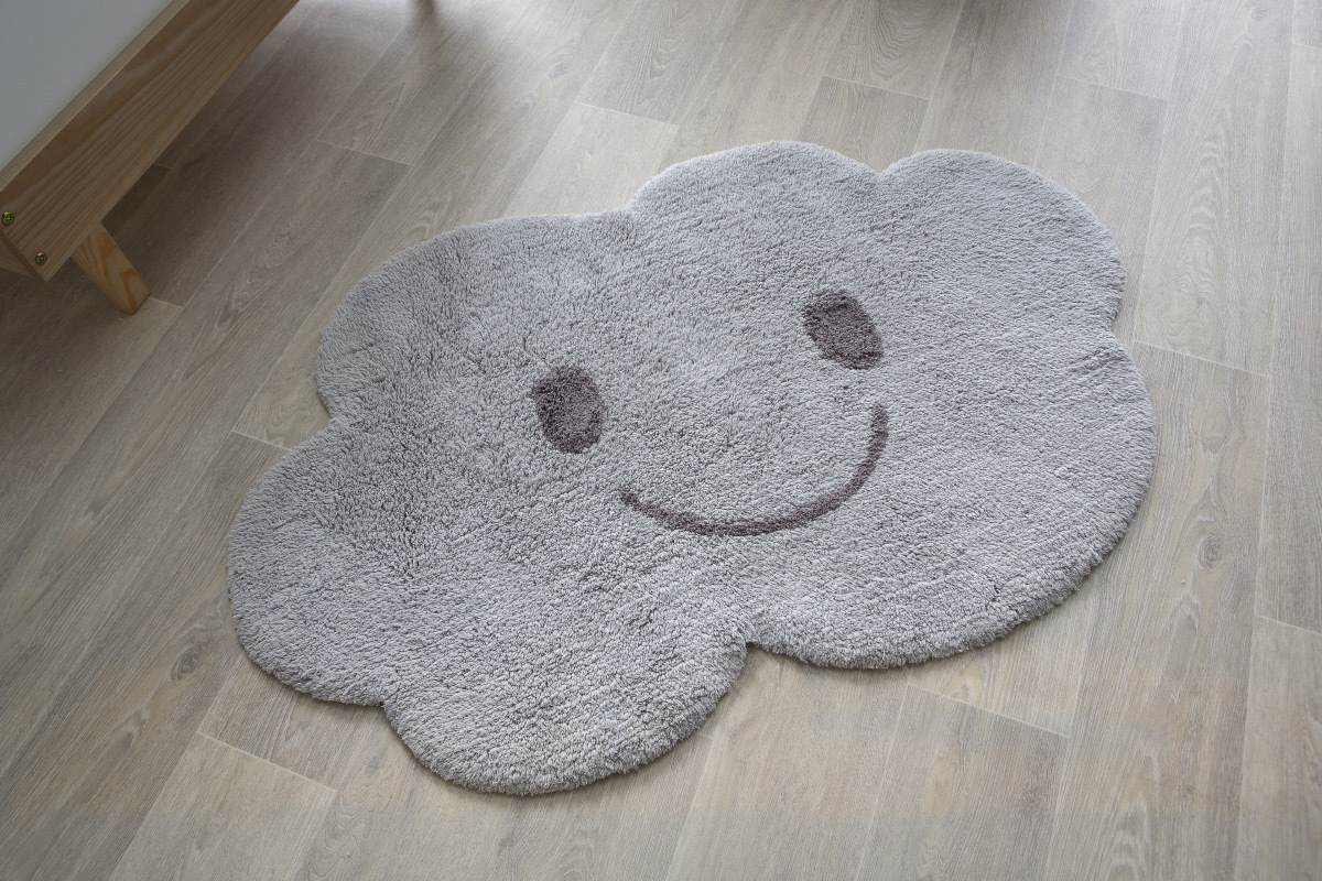 Alfombra infantil en algodn gris 75x115 cm NIMBUS