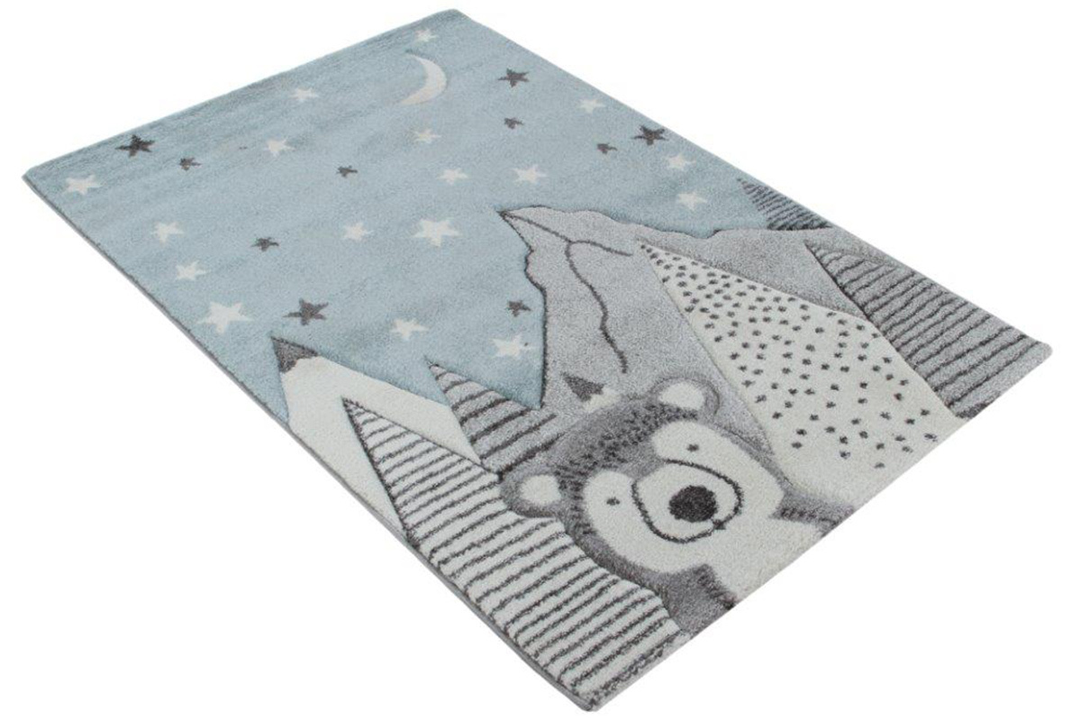 Alfombra infantil motivo oso gris y azul 100 x 150 cm TITI