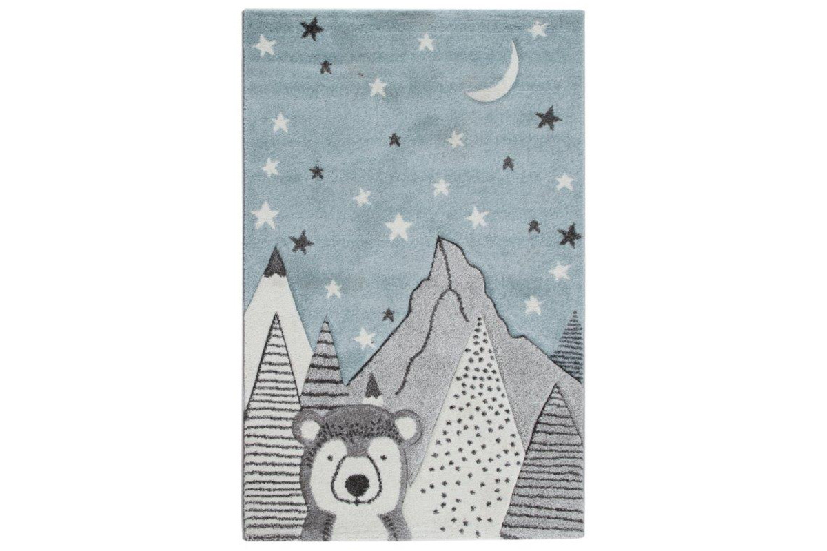 Alfombra infantil motivo oso gris y azul 100 x 150 cm TITI