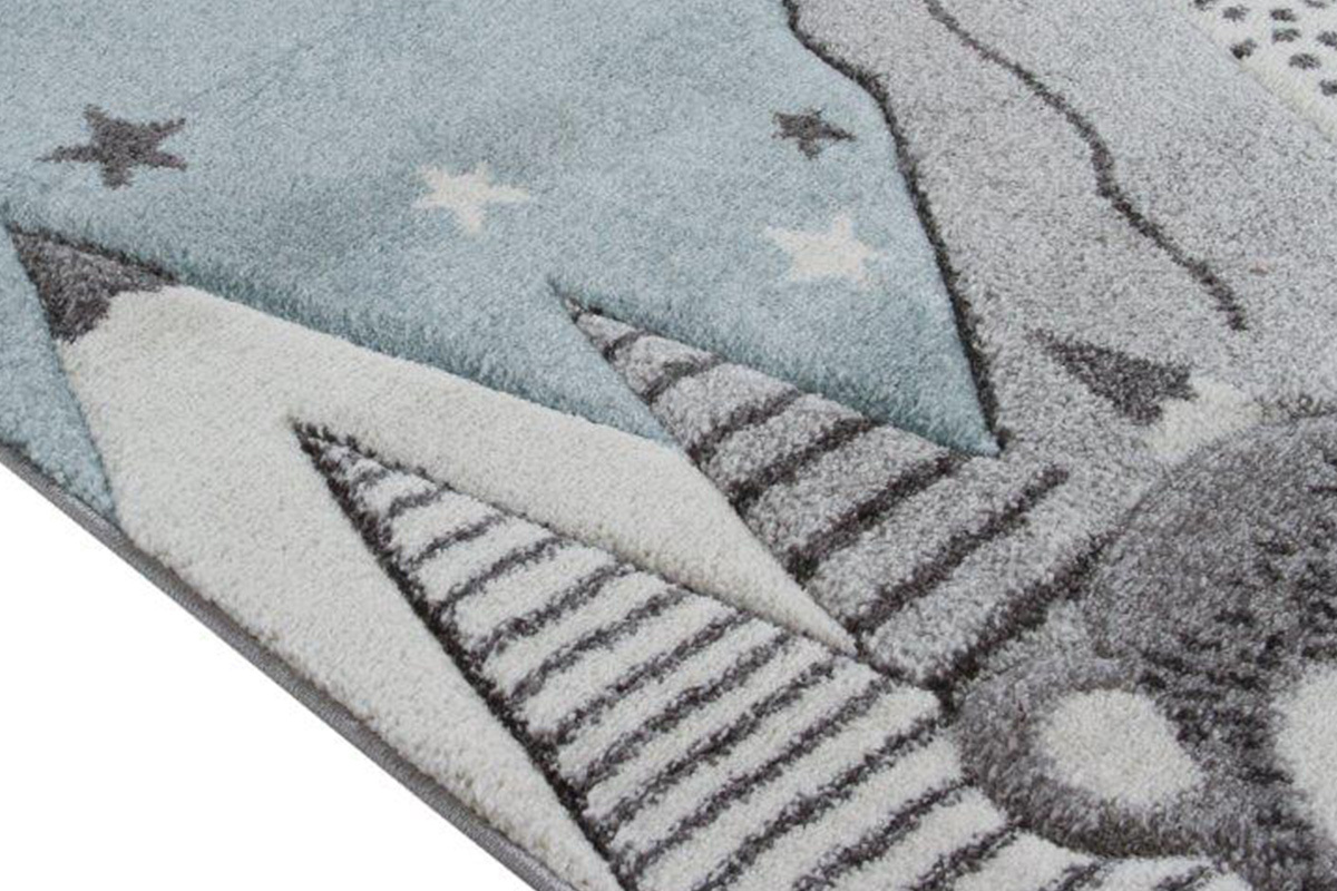Alfombra infantil motivo oso gris y azul 100 x 150 cm TITI