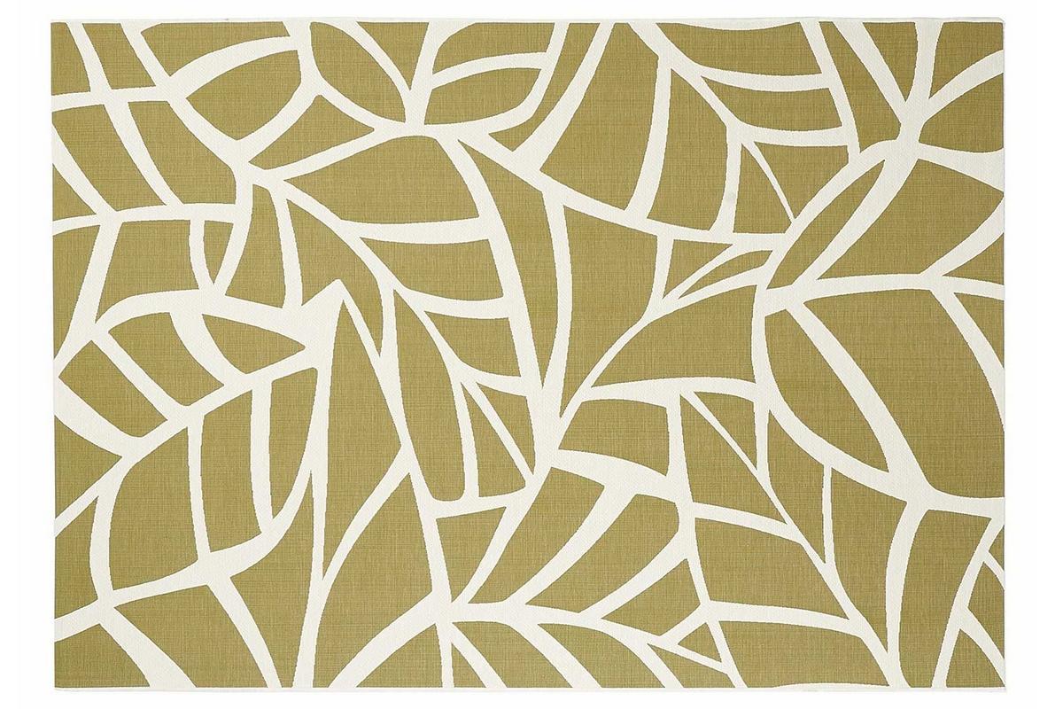 Alfombra interior exterior blanco crema y verde 123 x 180 cm GARANCE
