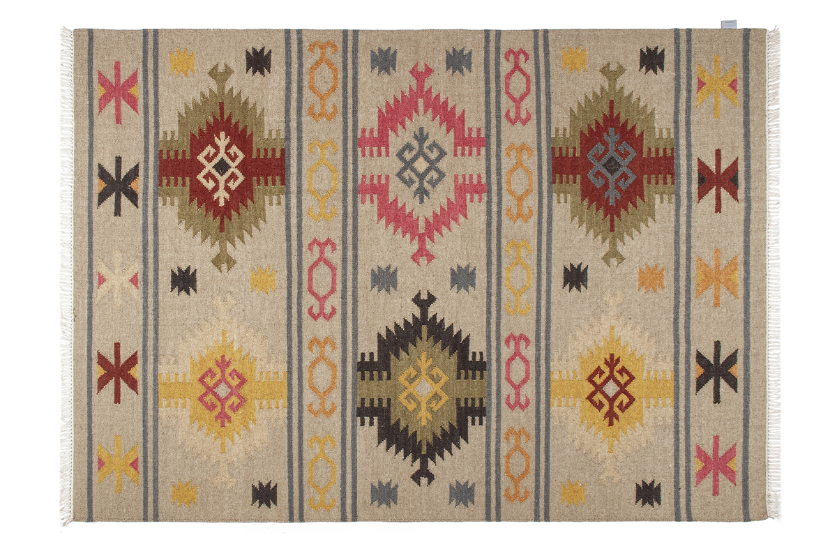 Alfombra kilim de lana y algodn tejida a mano 160נ230cm SAUK