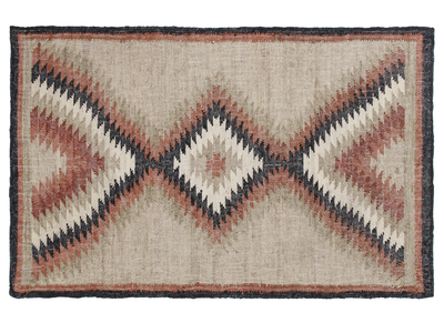 Alfombra kilim tejida a mano en yute con pompones 160 x 230 cm DAKOTA