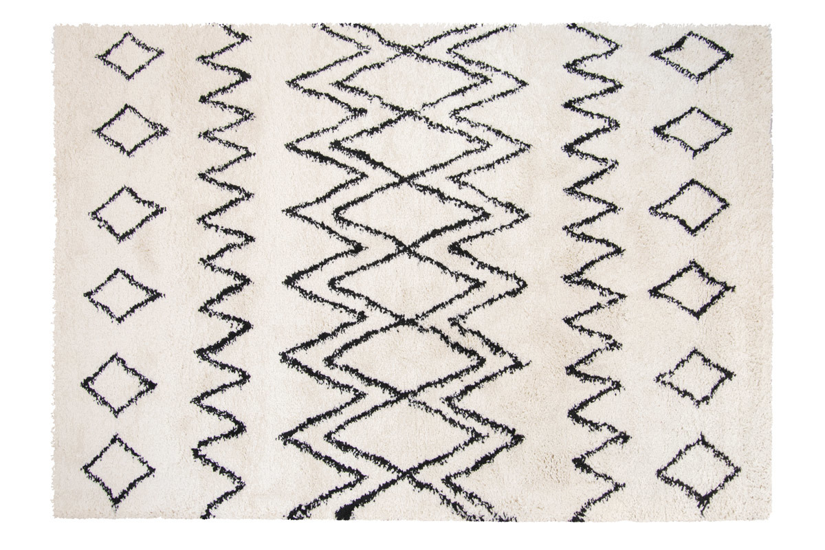 Alfombra marfil y negro polipropileno 160x230 cm AZETTA