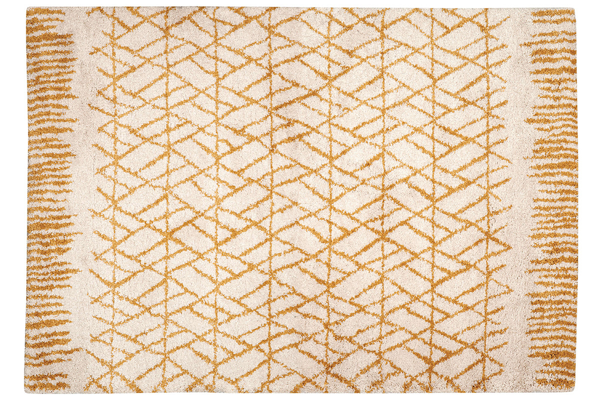 Alfombra moderna beige y amarillo 160 x 230 cm PALMERAIE
