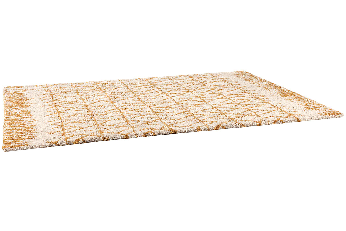 Alfombra moderna beige y amarillo 160 x 230 cm PALMERAIE