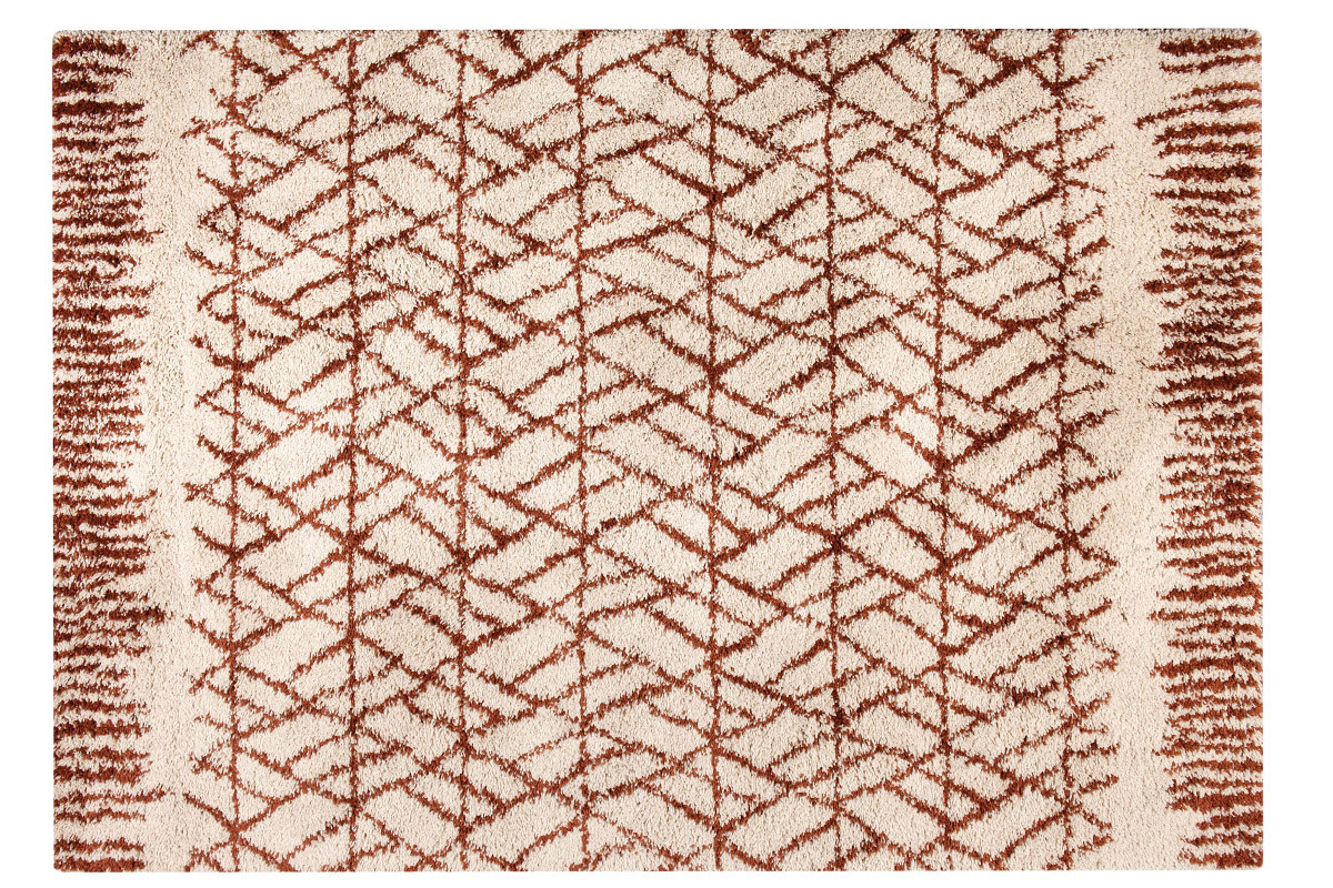 Alfombra moderna beige y rojo teja 200 x 290 cm PALMERAIE