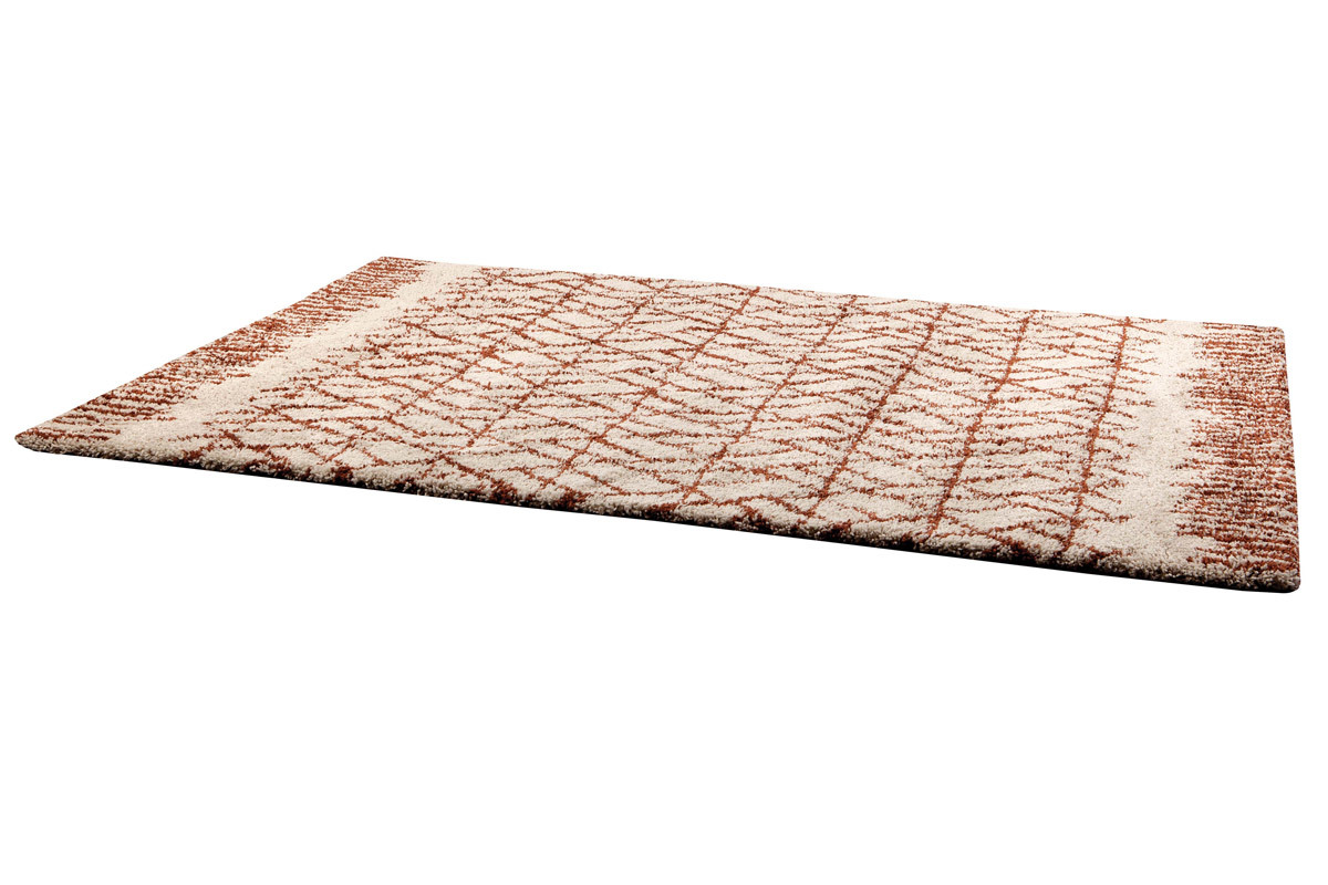 Alfombra moderna beige y rojo teja 200 x 290 cm PALMERAIE