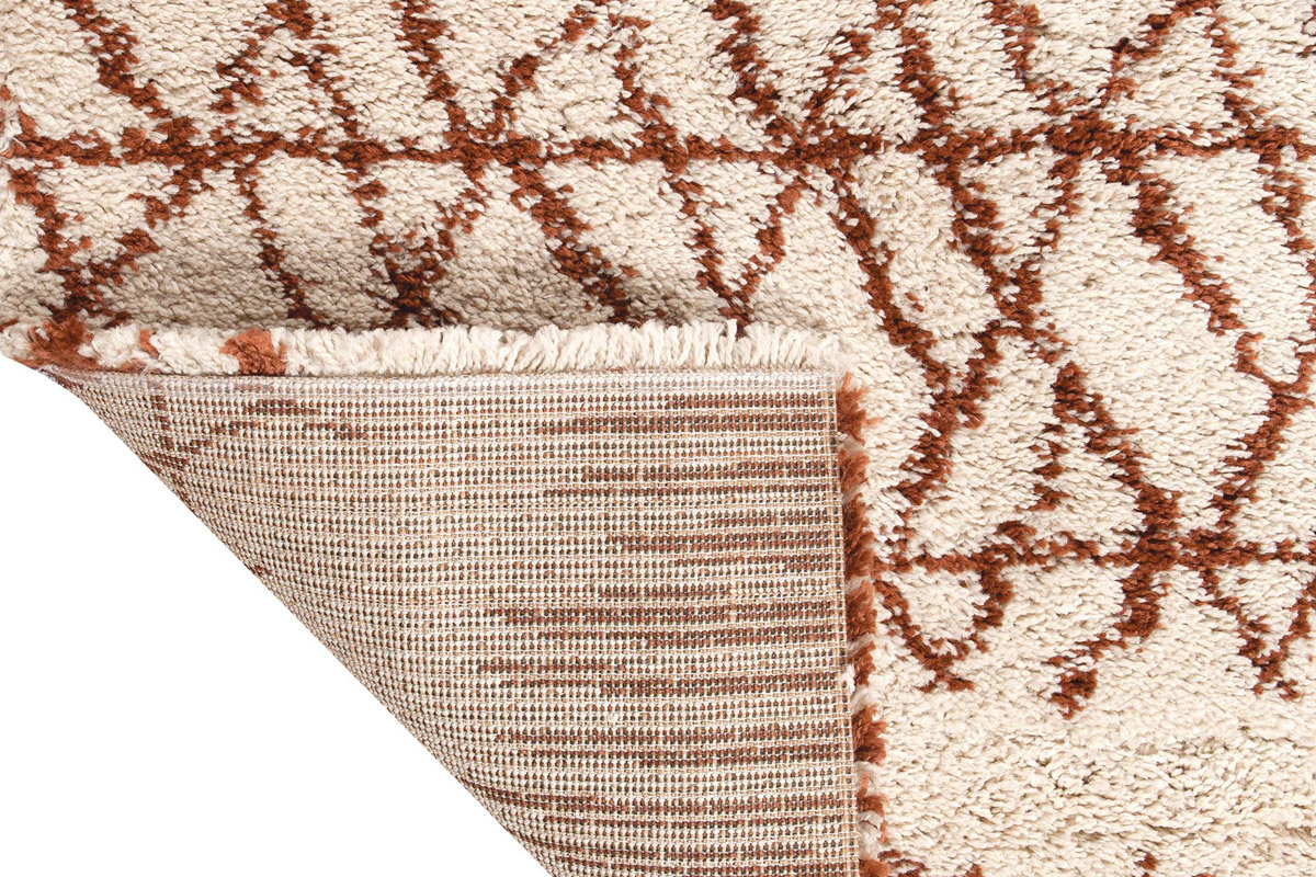 Alfombra moderna beige y rojo teja 200 x 290 cm PALMERAIE