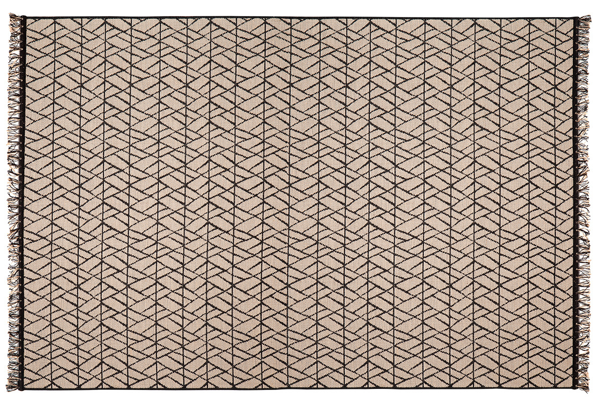 Alfombra moderna natural con motivo grfico negro 160 x 230 cm ETNICA