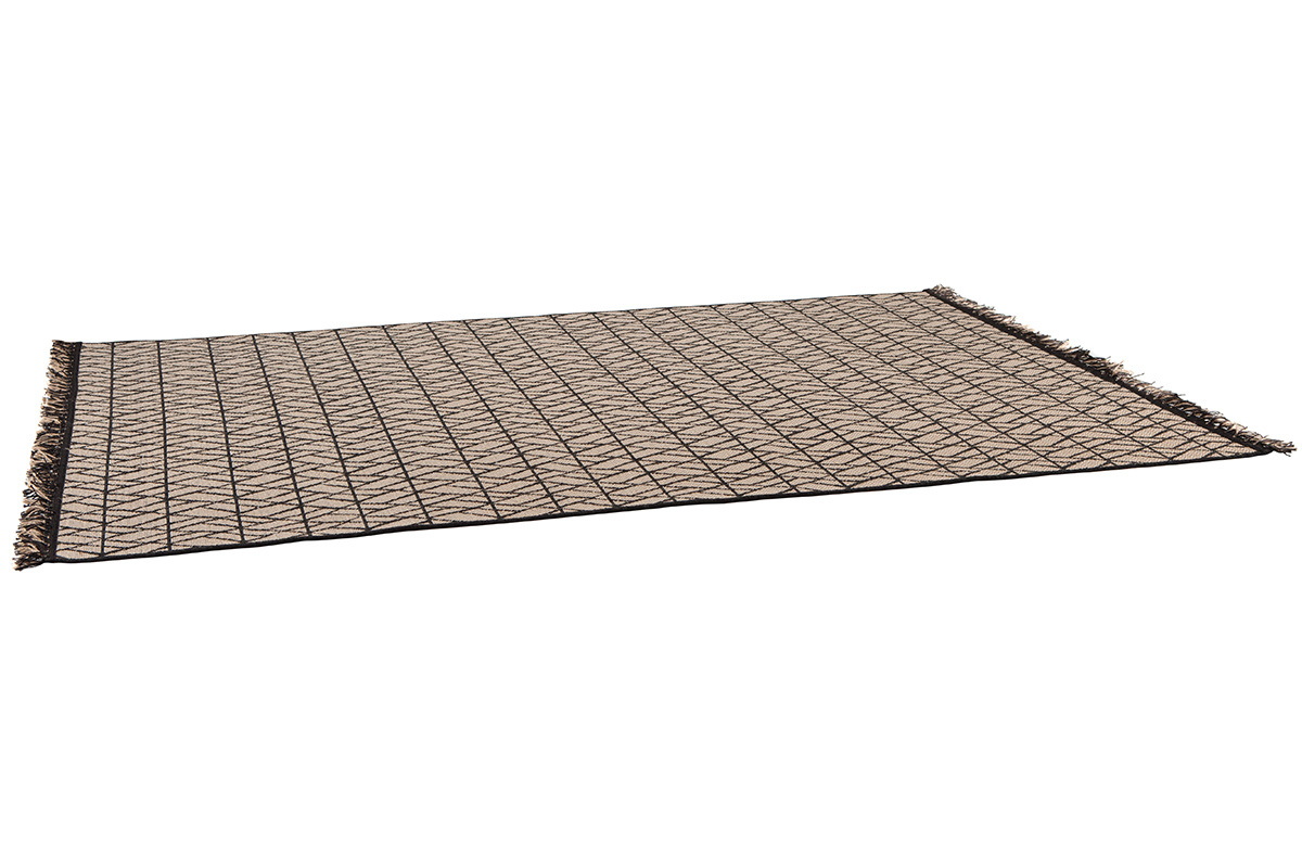 Alfombra moderna natural con motivo grfico negro 160 x 230 cm ETNICA