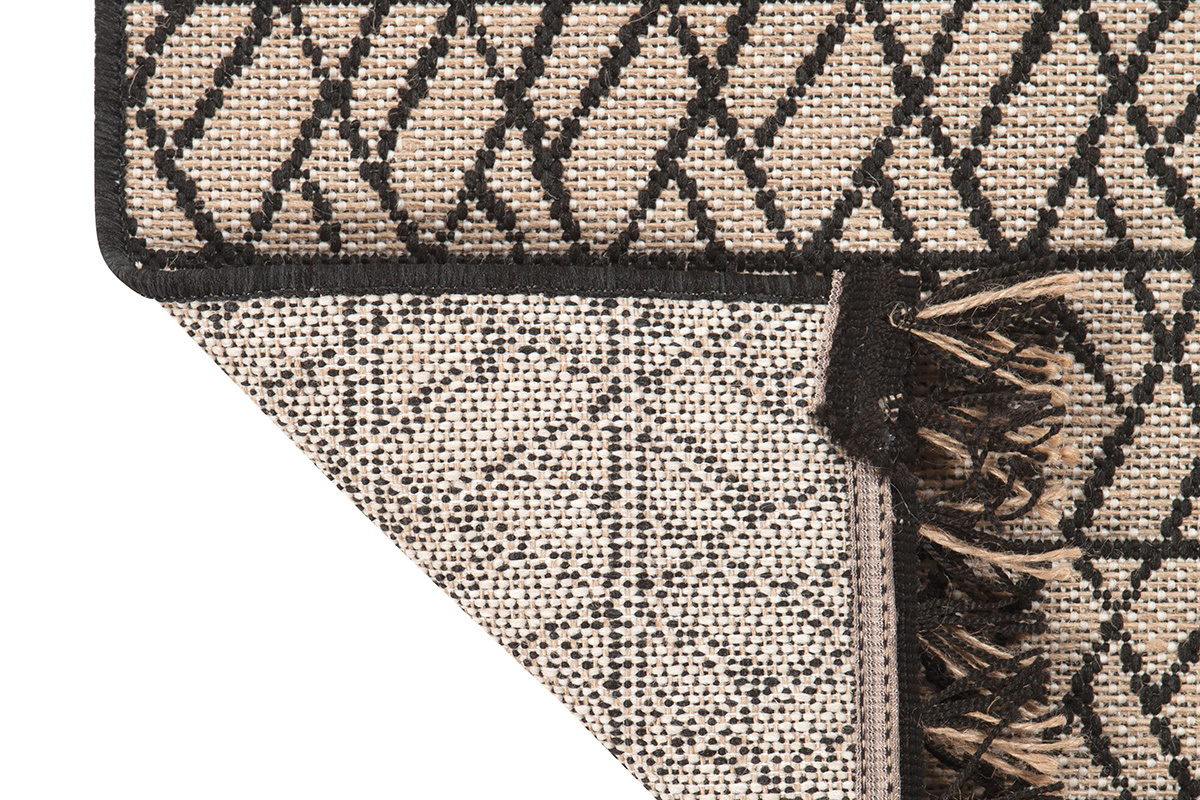 Alfombra moderna natural con motivo grfico negro 160 x 230 cm ETNICA