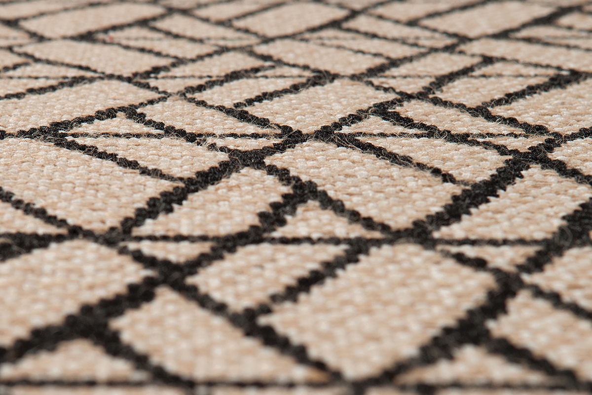 Alfombra moderna natural con motivo grfico negro 160 x 230 cm ETNICA
