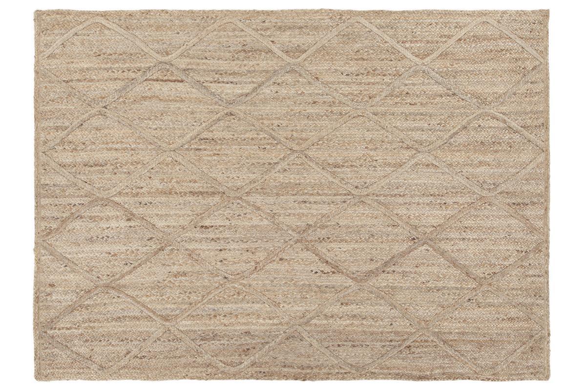 Alfombra natural en yute con motivos rombos 160 x 230 cm RAFI