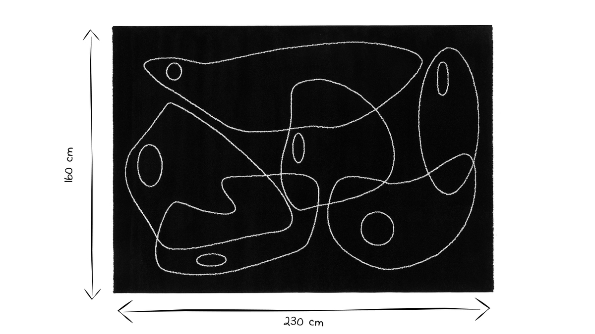 Alfombra negra con estampado line art 160 x 230 cm ARTISTE