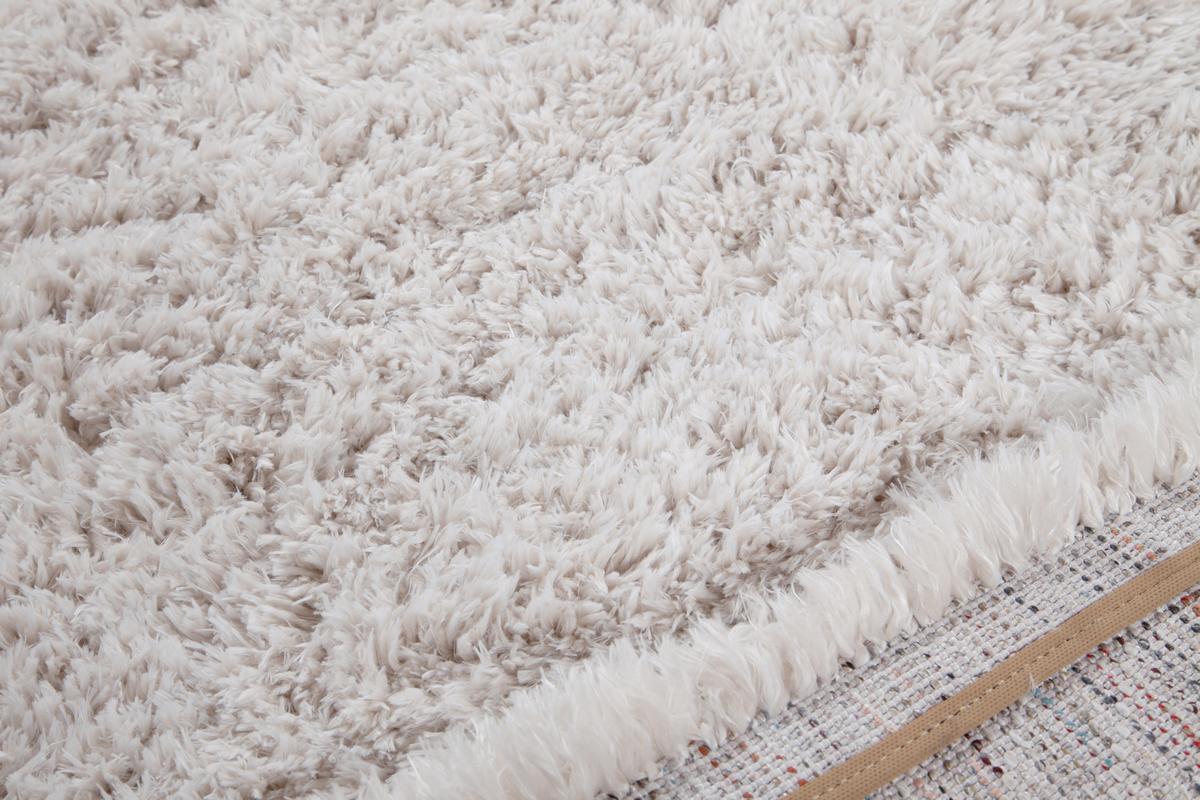 Alfombra reciclada de pelo largo color marfil 60 x 120 cm AIMEE