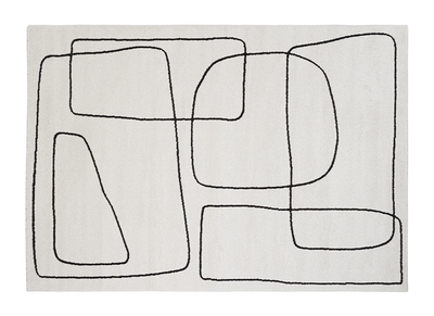 Alfombra rectangular 160 x 230 cm Line Art blanco roto y negro TIANA