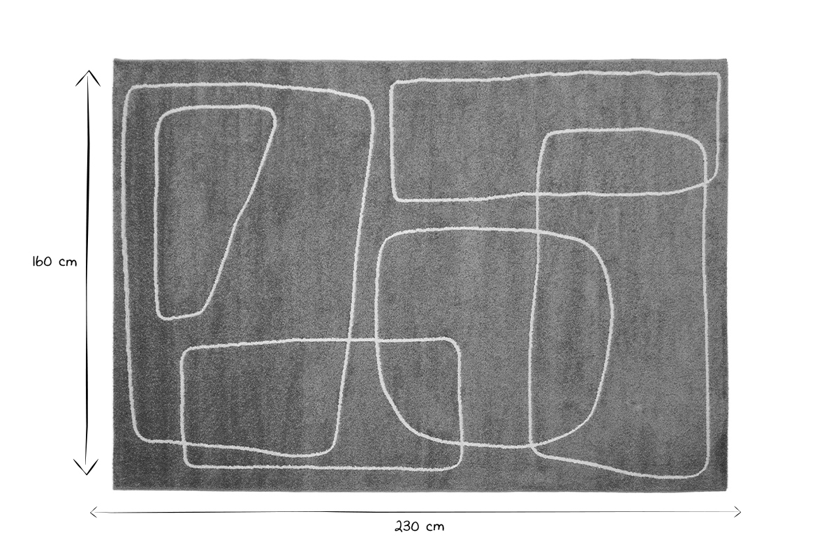 Alfombra rectangular 160 x 230 cm Line Art terracota y blanco TIANA