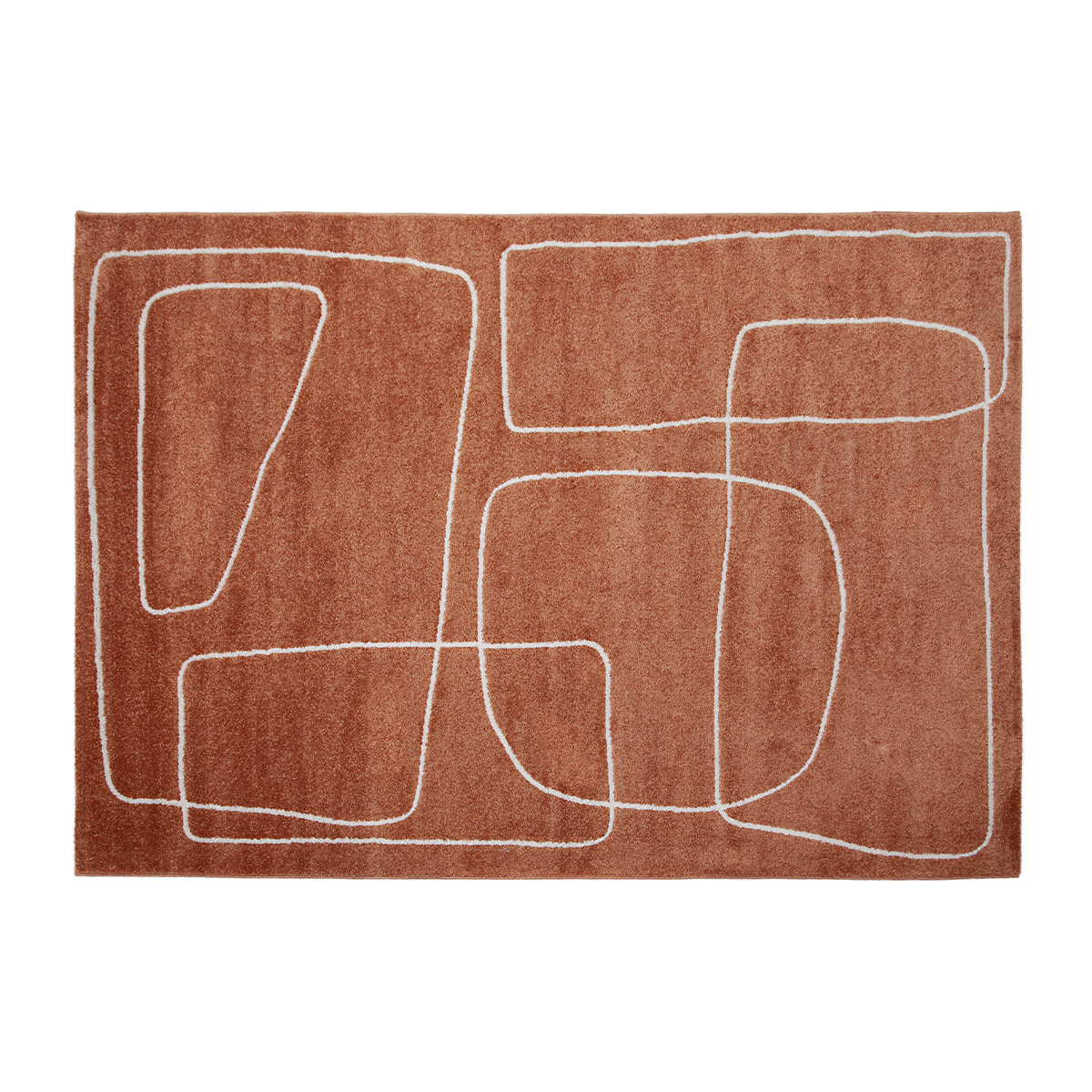 Alfombra rectangular 160 x 230 cm Line Art terracota y blanco TIANA