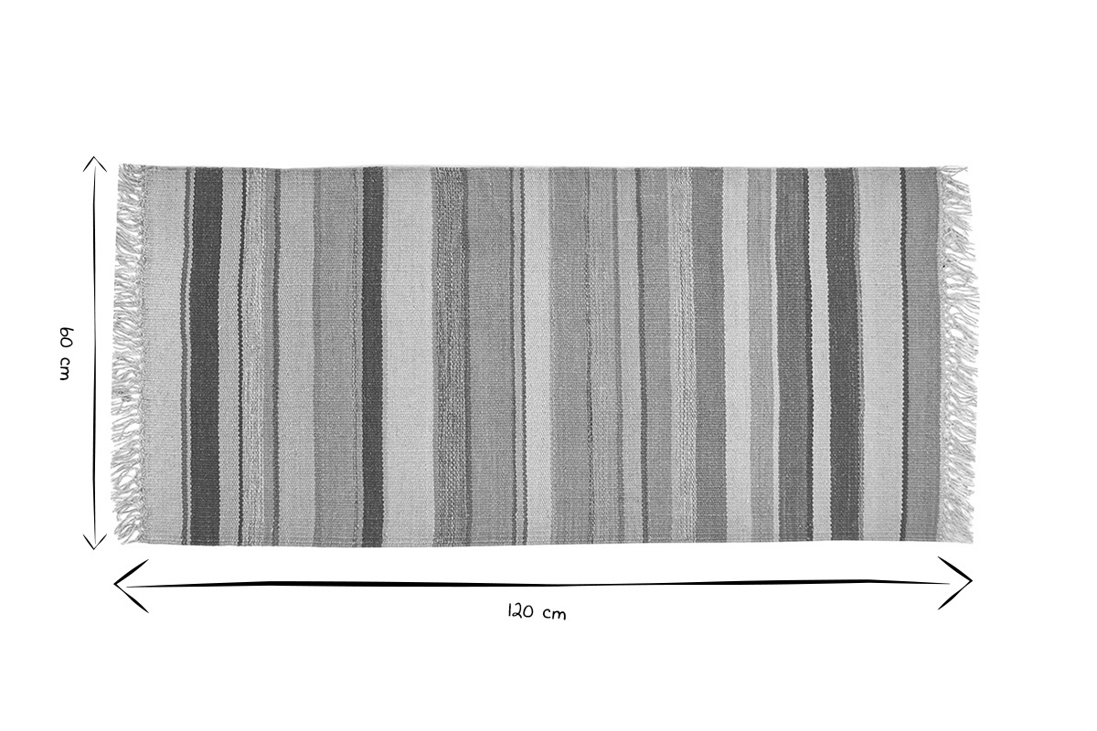 Alfombra rectangular a rayas multicolor de algodn 60 x 120 cm SUPLA