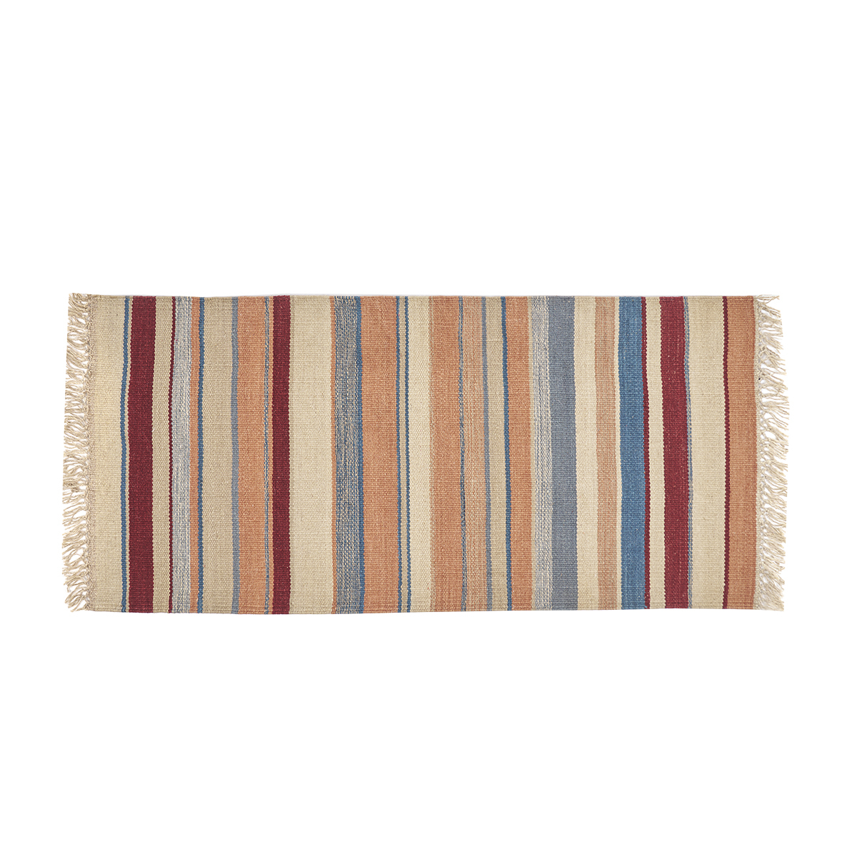 Alfombra rectangular a rayas multicolor de algodón 60 x 120 cm SUPLA