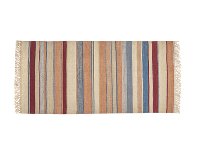 Alfombra rectangular a rayas multicolor de algodón 60 x 120 cm SUPLA