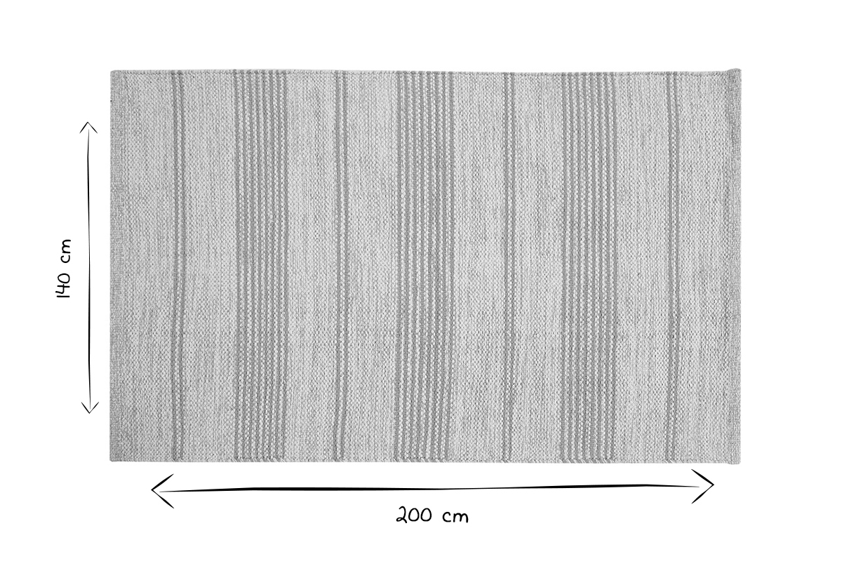 Alfombra rectangular beige con rayas amarillas 140 x 200 cm CABOURG
