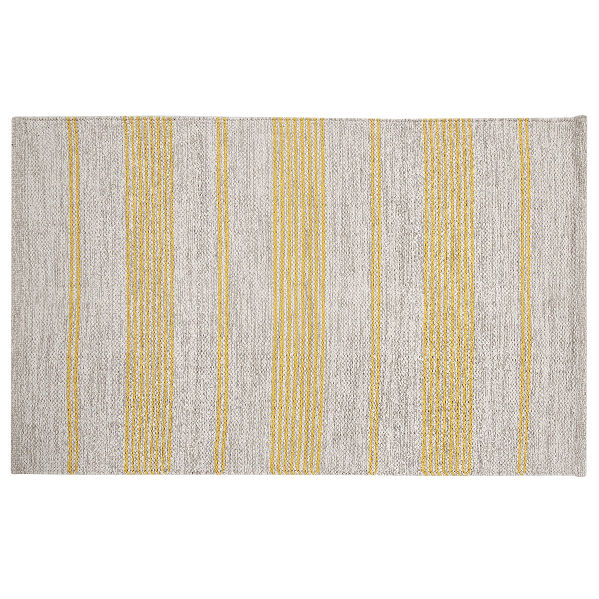 Alfombra rectangular beige con rayas amarillas 50 x 80 cm CABOURG