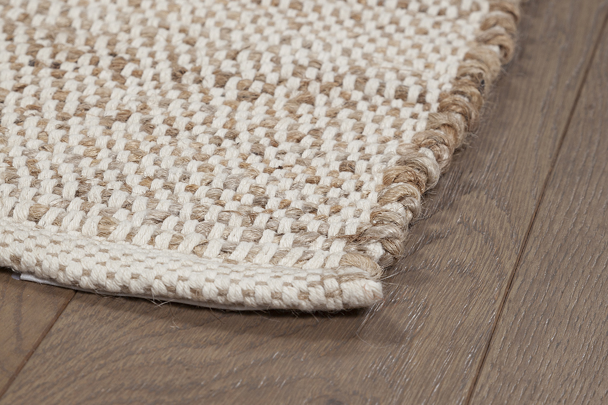 Alfombra rectangular beige de yute y algodn tejidos 160 x 230 cm CAMAO