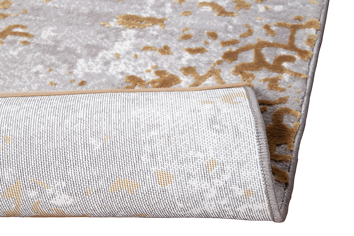 Alfombra rectangular con arabesco ocre y gris claro envejecido 160 x 230 cm MARSA