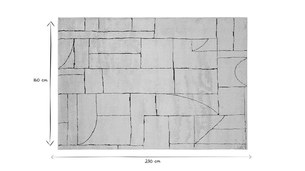 Alfombra rectangular con estampado geomtrico blanco roto y negro 160 x 230 cm ENVY