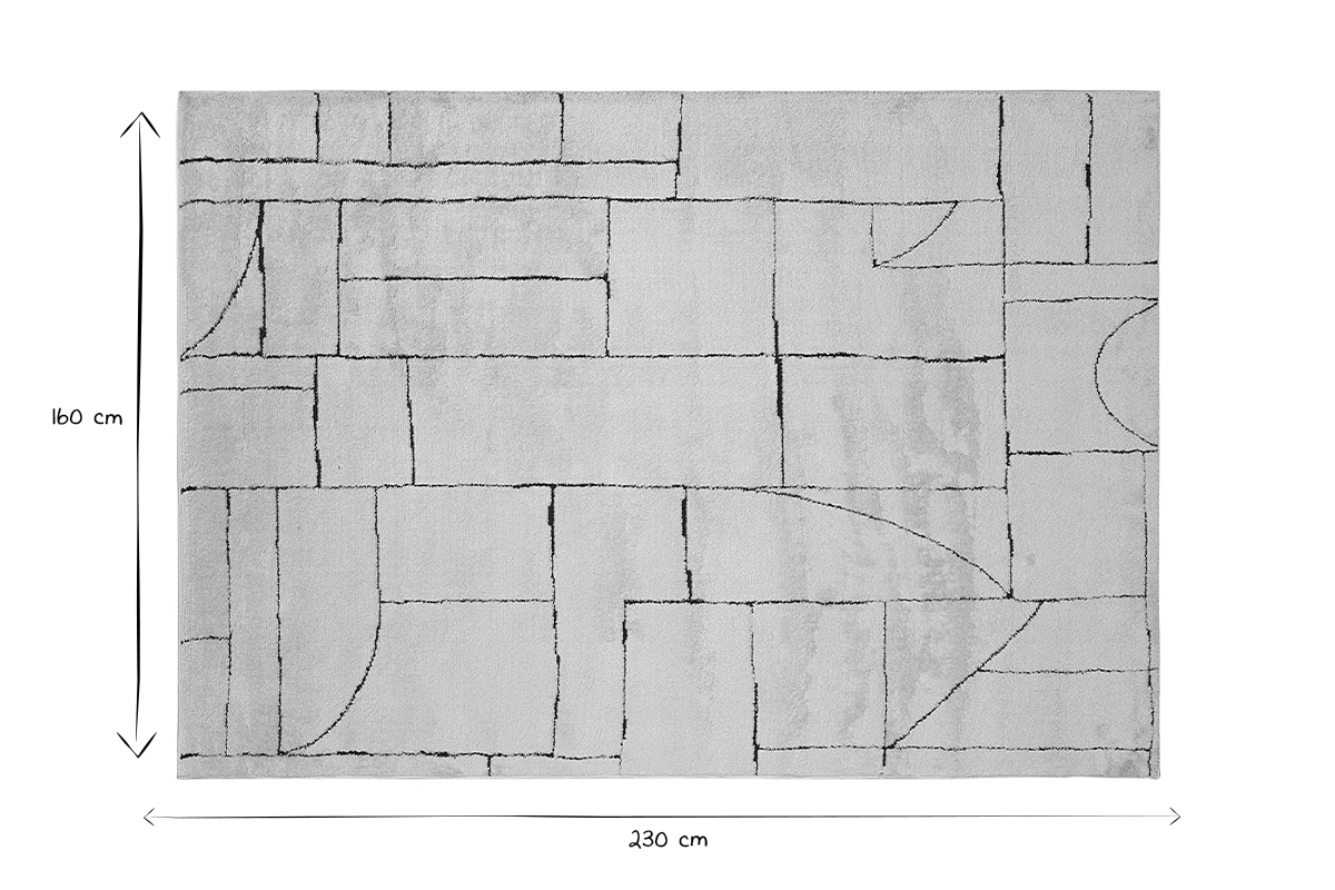 Alfombra rectangular con estampado geomtrico blanco roto y negro 160 x 230 cm ENVY