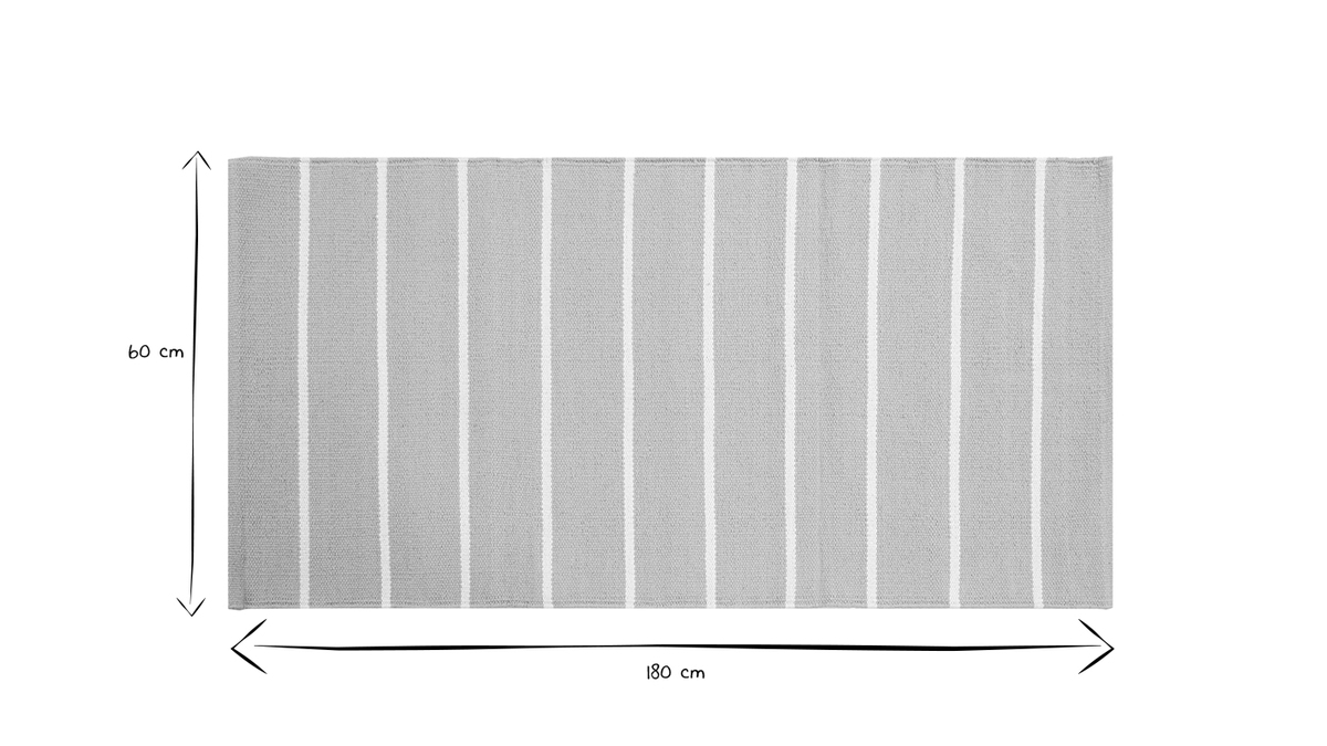 Alfombra rectangular de rayas beige y blancas 60 x 180 cm LANZA
