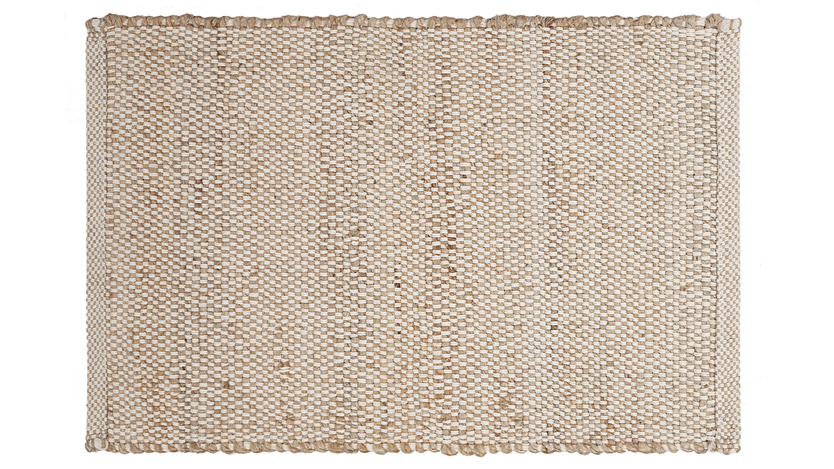 Alfombra rectangular de yute y algodn beige 140 x 200 EFFIA
