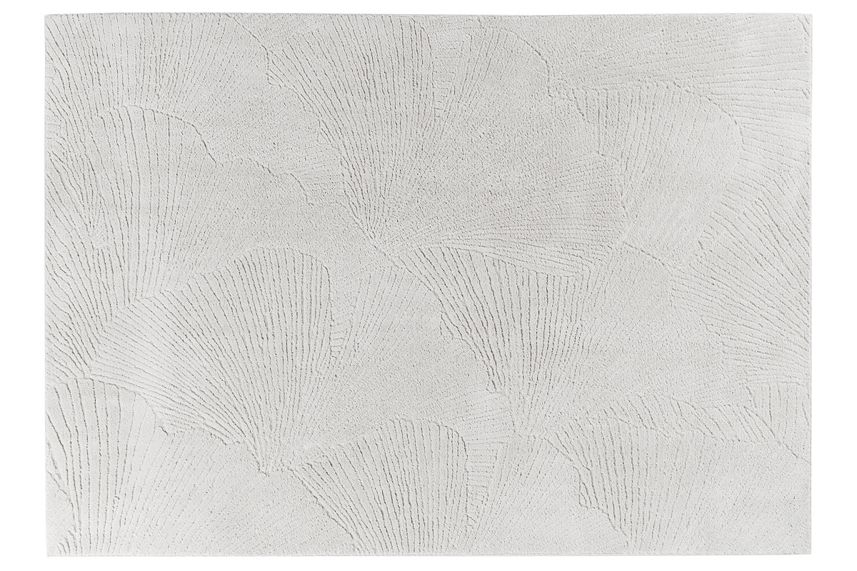 Alfombra rectangular color marfil con motivos, dimensiones 160 x 230 cm, vista superior