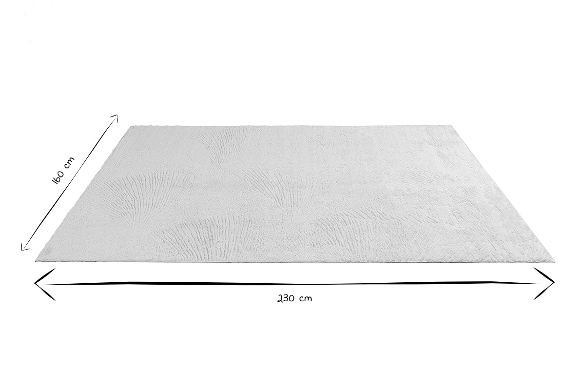 Dimensiones de la alfombra rectangular SISSI en blanco y negro, 160 cm x 230 cm.