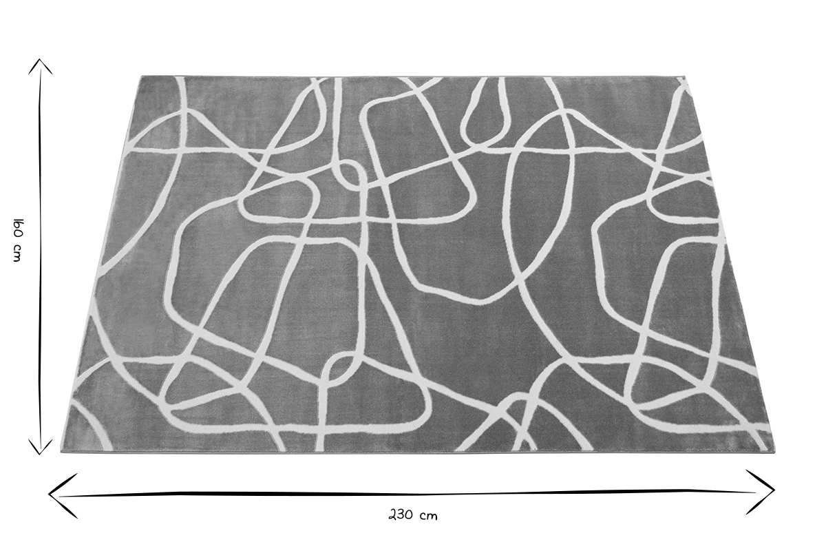 Alfombra rectangular taupe con motivos de line art 160 x 230 cm APOLLINE