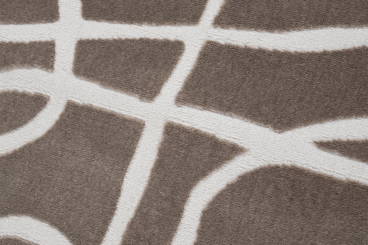 Alfombra rectangular taupe con motivos de line art 160 x 230 cm APOLLINE